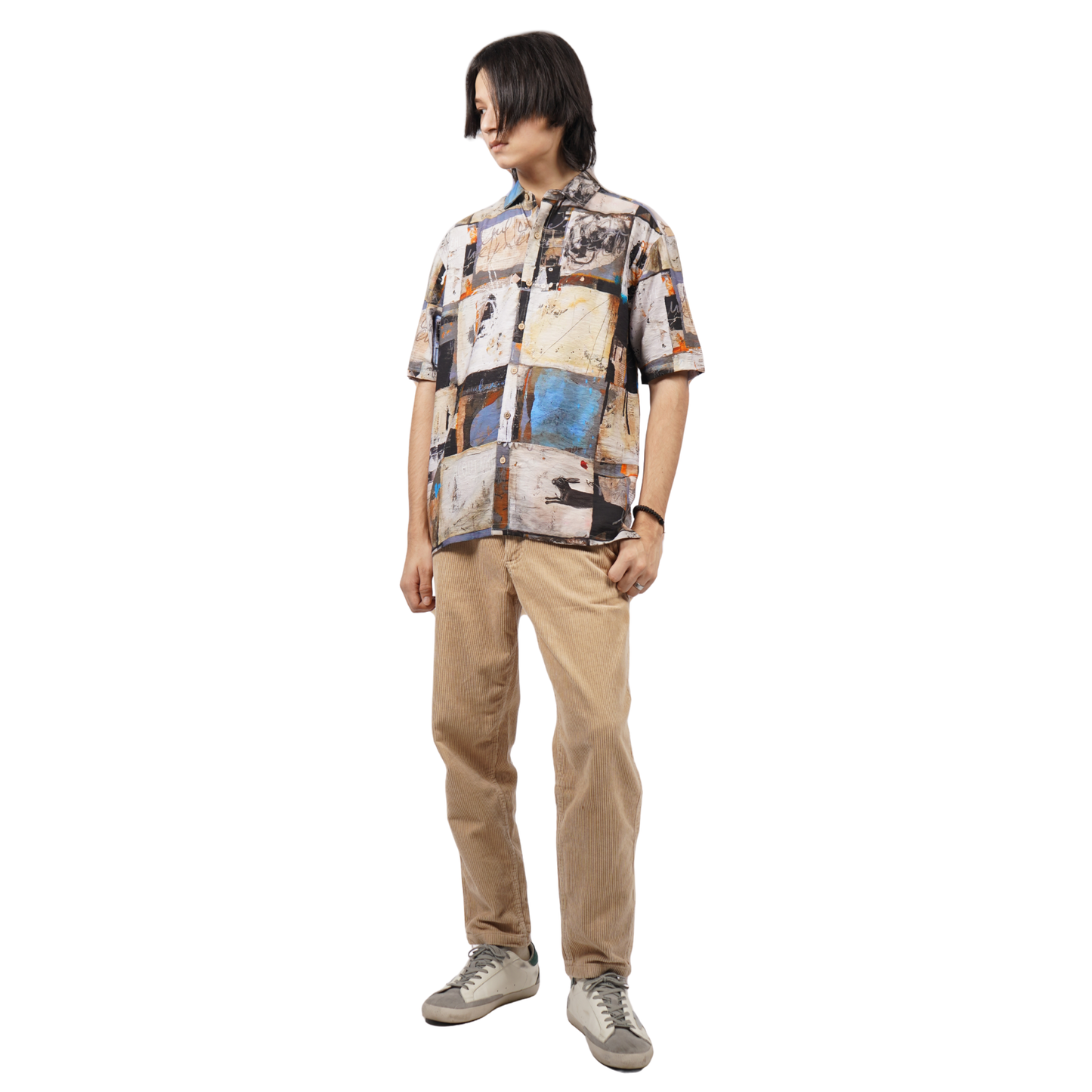 BRUSHSTROKE GRID PRINTED SHIRT