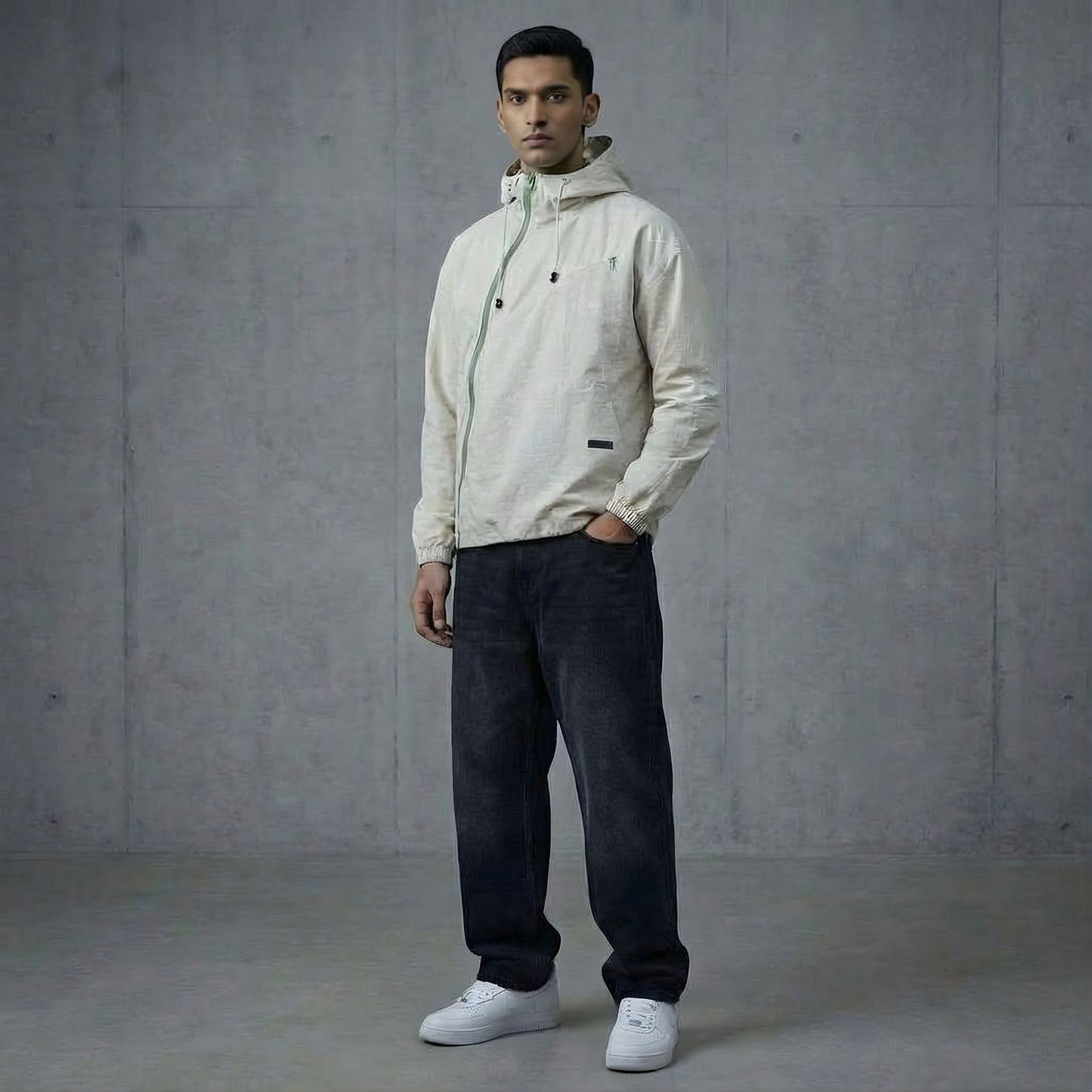 ASYMMETRIC SHELL JACKET- LIGHT GREY