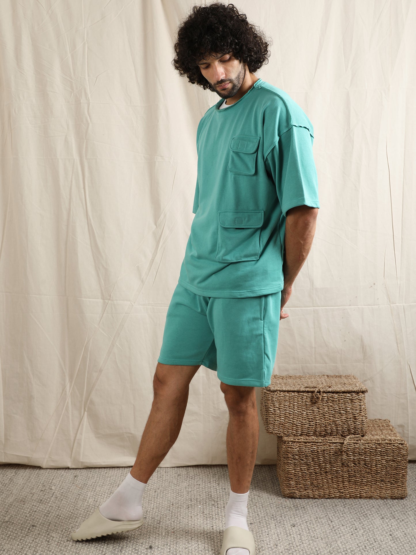 TURQUOISE CO-ORDER SET WITH CARGO POCKETS
