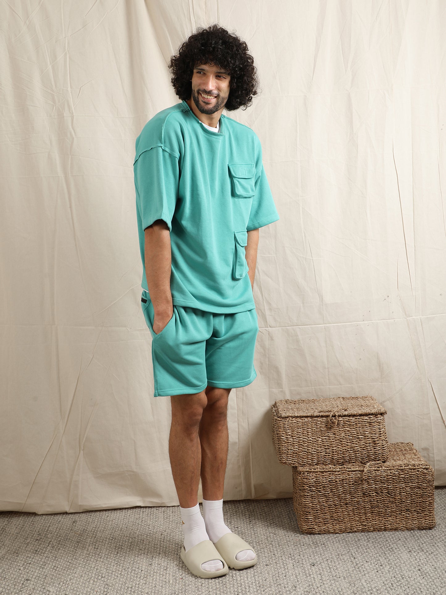 TURQUOISE CO-ORDER SET WITH CARGO POCKETS