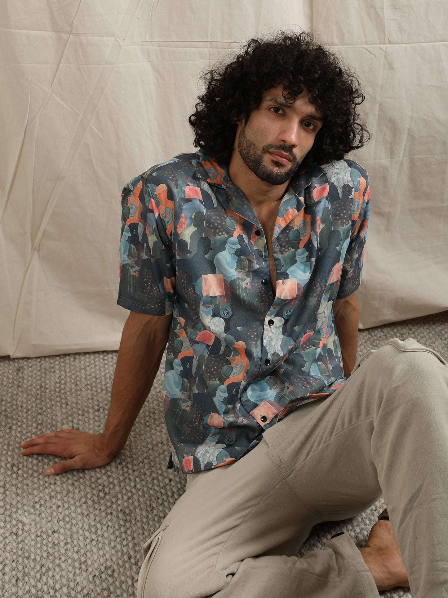 URBAN MIRAGE CUBAN COLLAR SHIRT