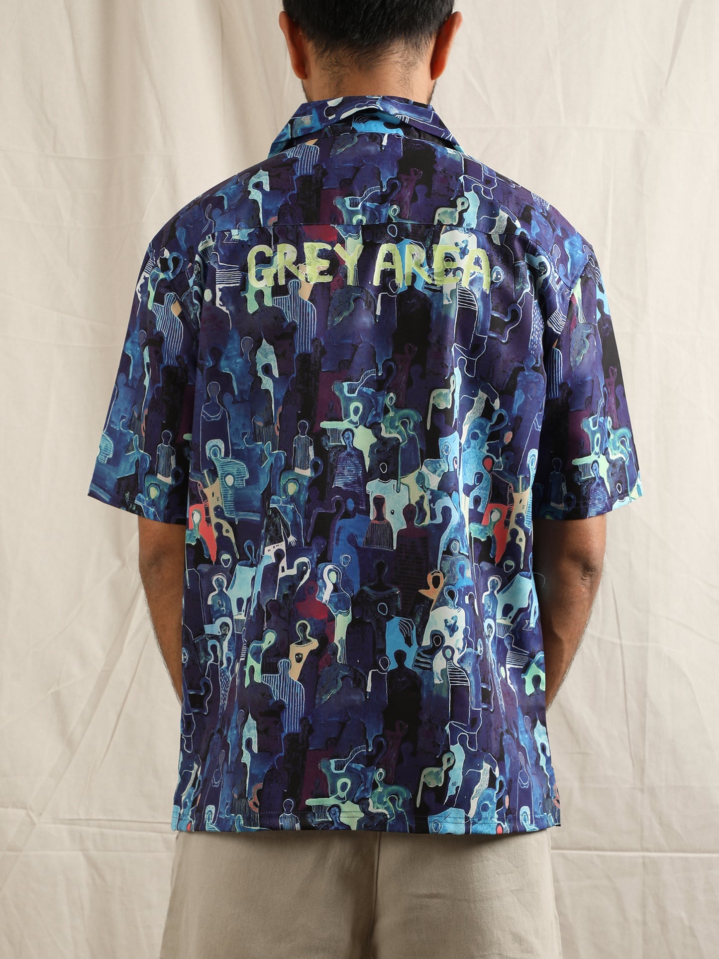 BLUE SPECTRUM CUBAN COLLAR SHIRT