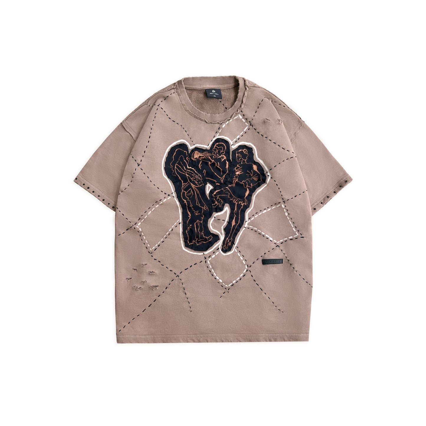 MUSIC PATCHWORK T-SHIRT (BROWN)