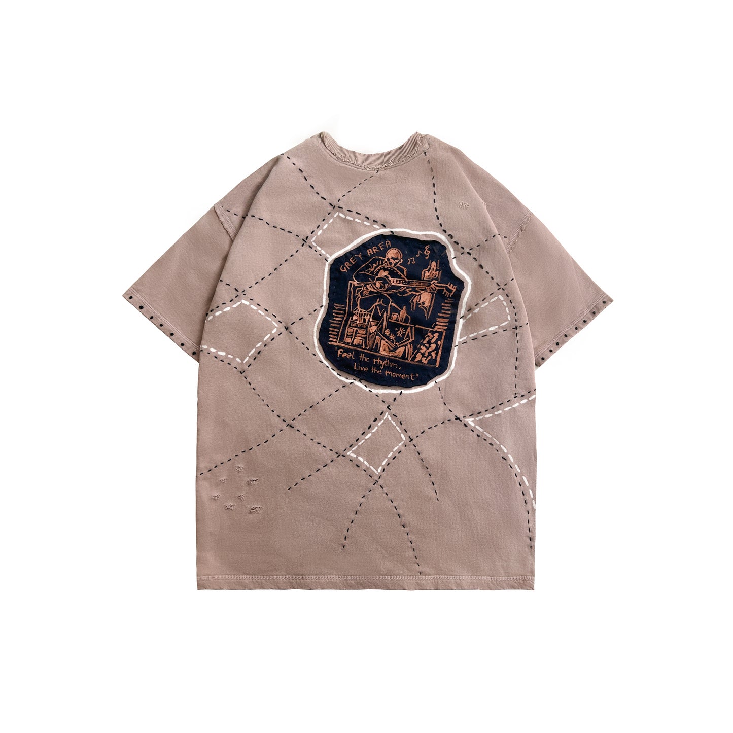 MUSIC PATCHWORK T-SHIRT (BROWN)