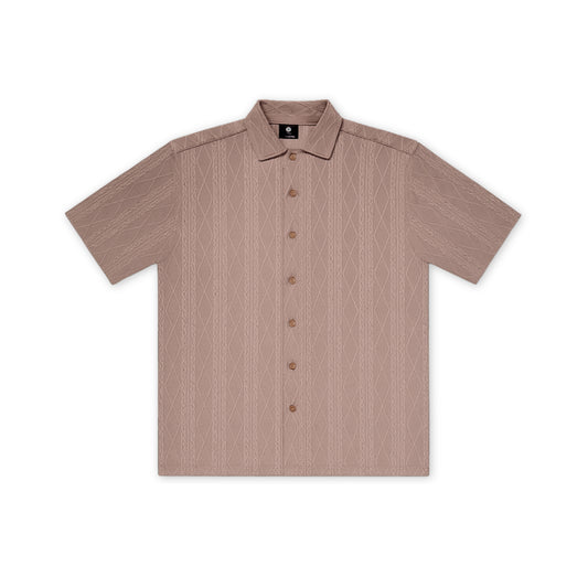 BROWN KNIT HALF SLEEVES SHIRT