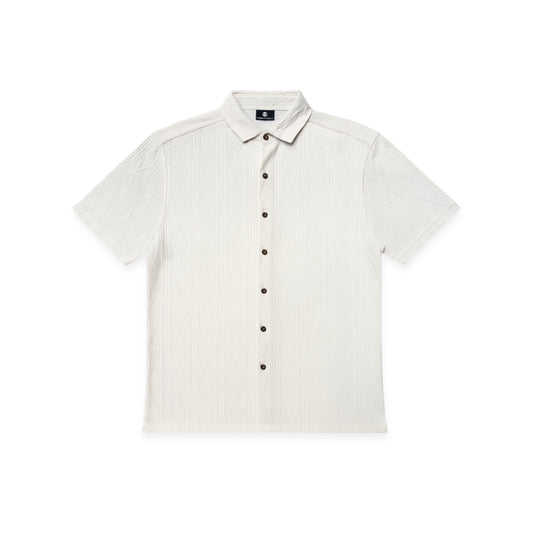 CREAM KNIT HALF SLEEVES SHIRT