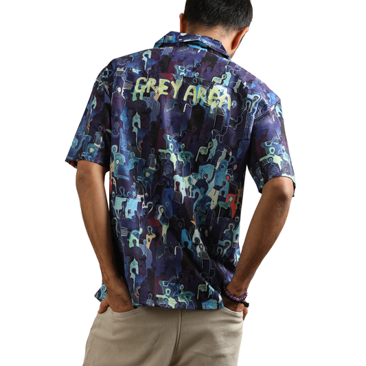 BLUE SPECTRUM CUBAN COLLAR SHIRT