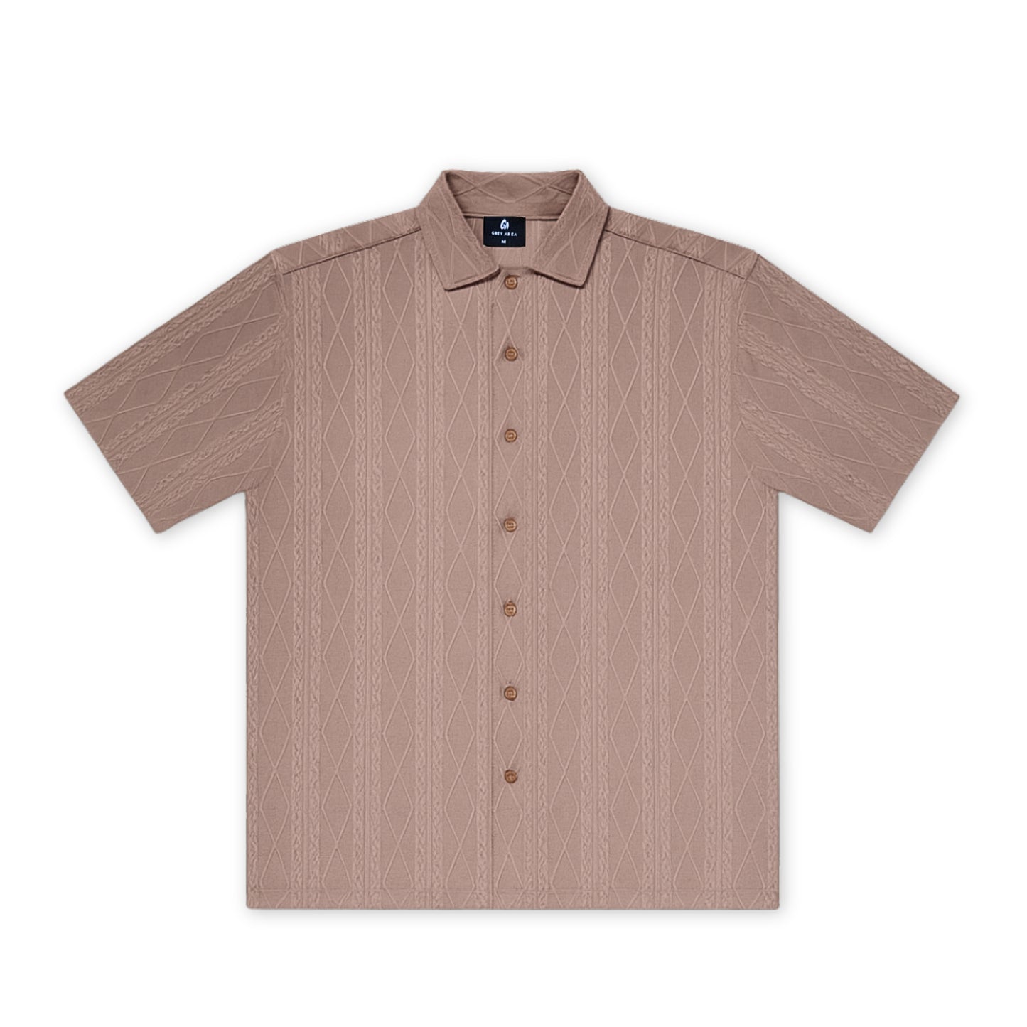 BROWN KNIT HALF SLEEVES SHIRT