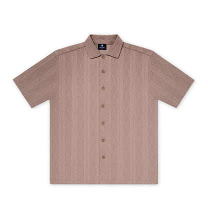 BROWN KNIT HALF SLEEVES SHIRT