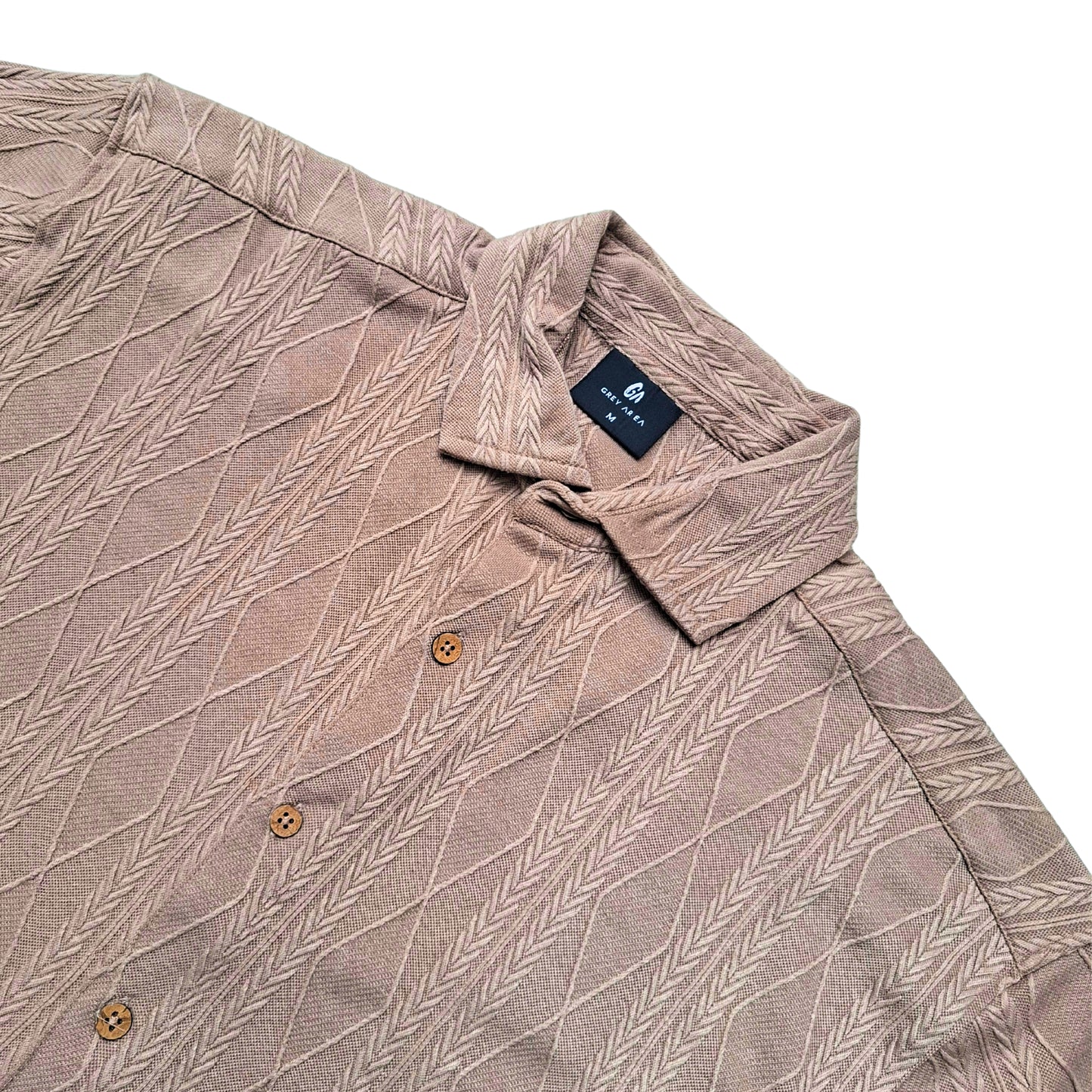 BROWN KNIT HALF SLEEVES SHIRT