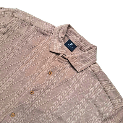 BROWN KNIT HALF SLEEVES SHIRT