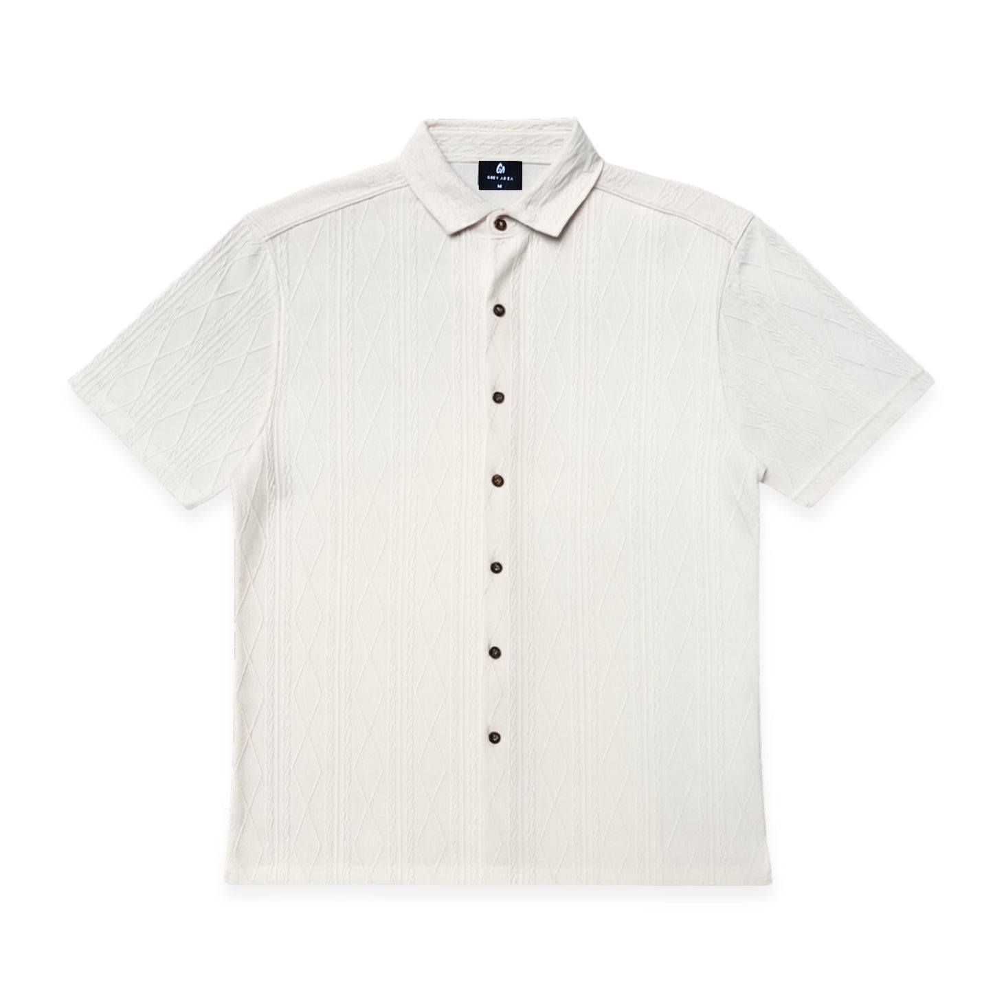 CREAM KNIT HALF SLEEVES SHIRT