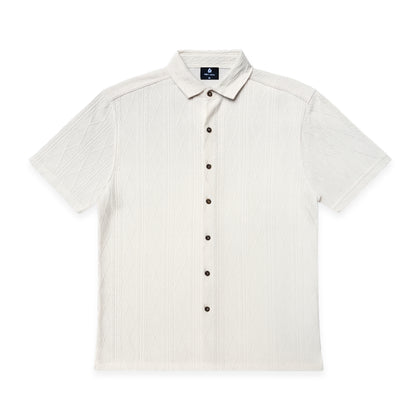 CREAM KNIT HALF SLEEVES SHIRT