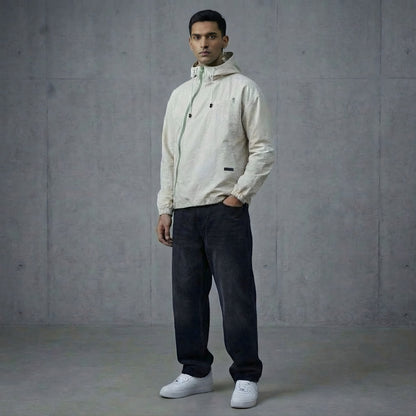 ASYMMETRIC SHELL JACKET- LIGHT GREY