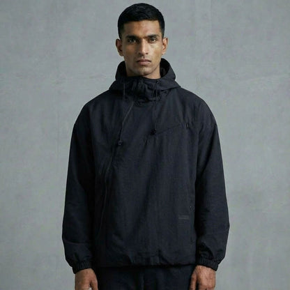 ASYMMETRIC SHELL JACKET- BLACK