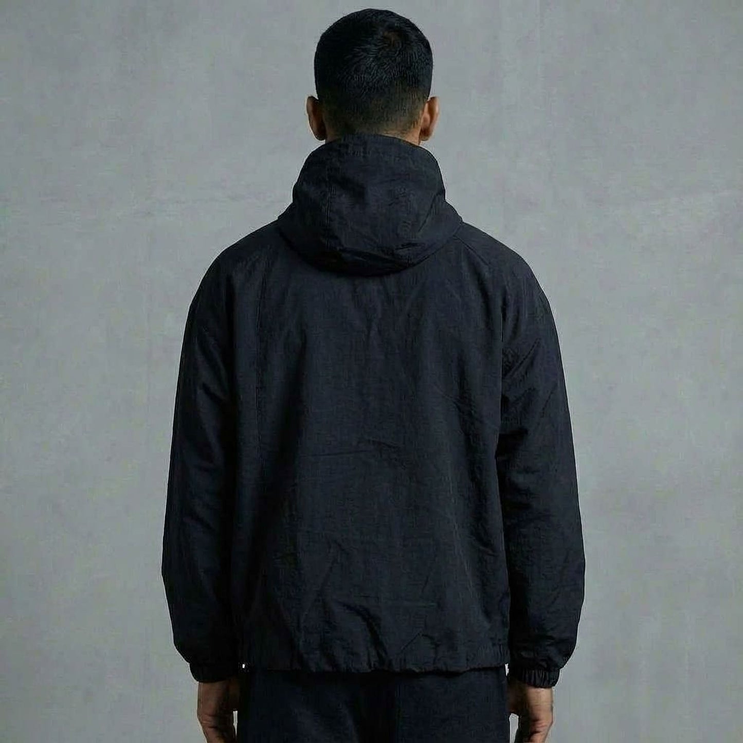 ASYMMETRIC SHELL JACKET- BLACK