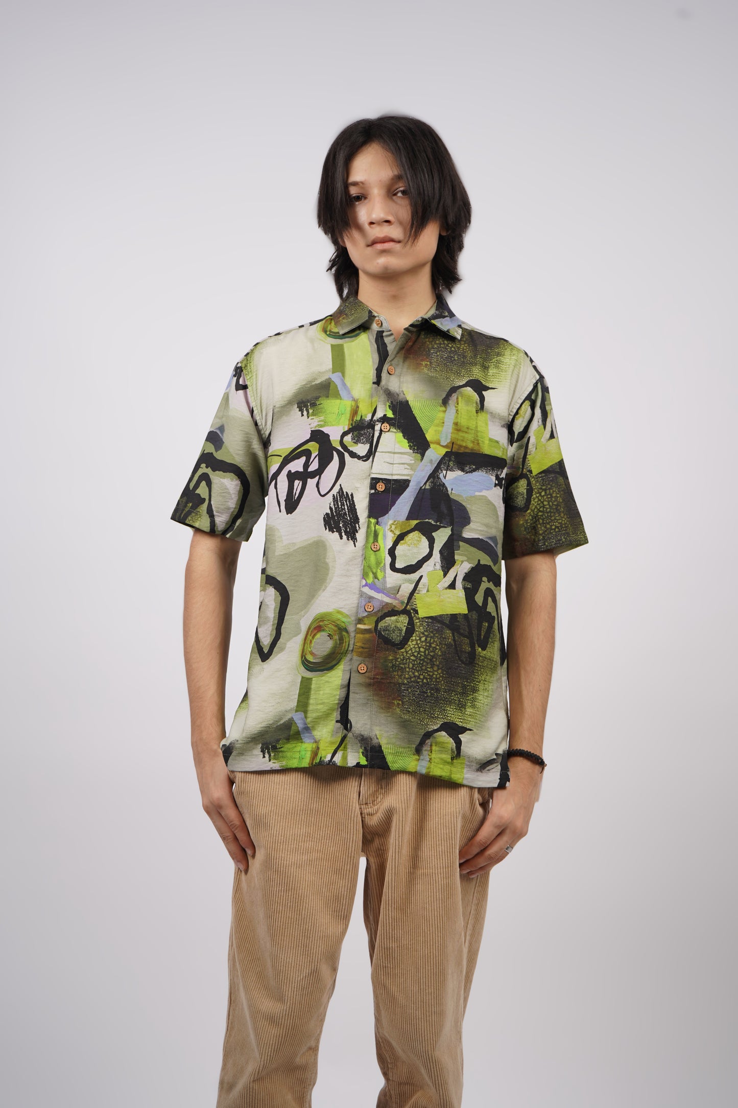 GREEN PULSE ART PRINTED SHIRT