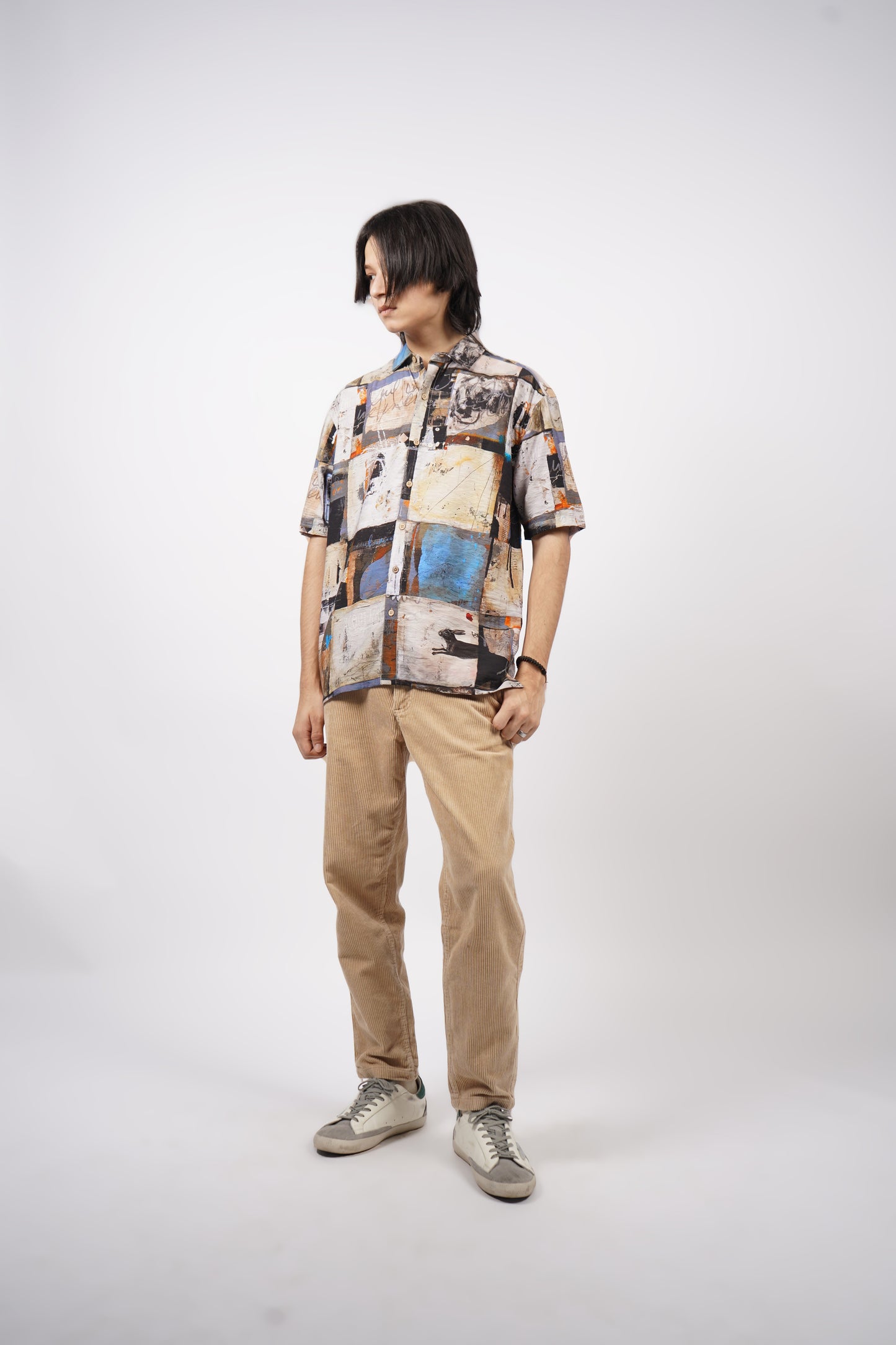 BRUSHSTROKE GRID PRINTED SHIRT