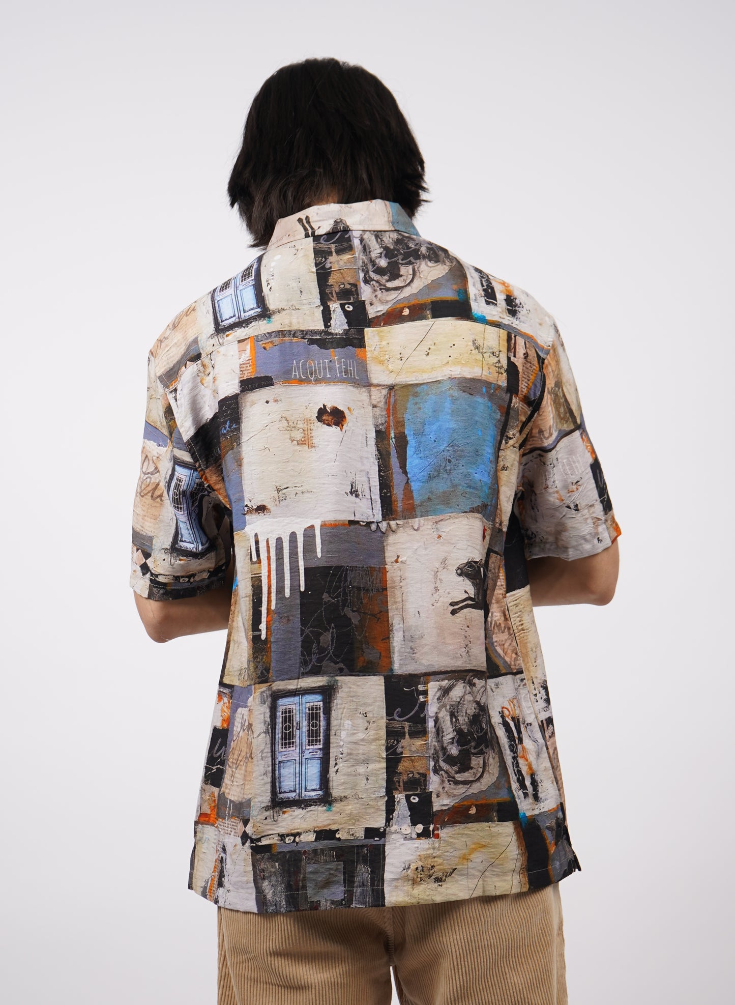 BRUSHSTROKE GRID PRINTED SHIRT