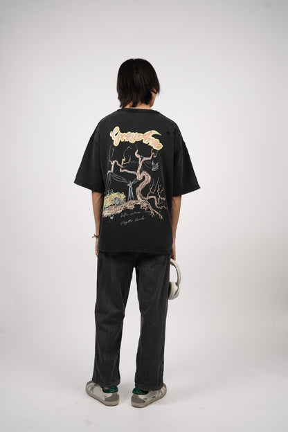 FALLEN WIRES RIPPED T-SHIRT (BLACK)