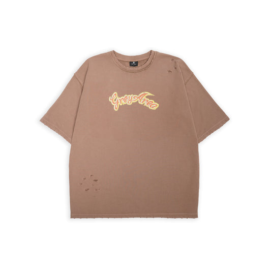 FALLEN WIRES RIPPED T-SHIRT (BROWN)