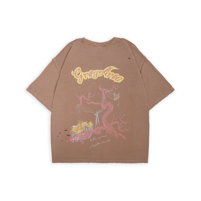 FALLEN WIRES RIPPED T-SHIRT (BROWN)