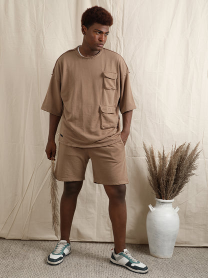 BROWN CO-ORDER SET WITH CARGO POCKETS