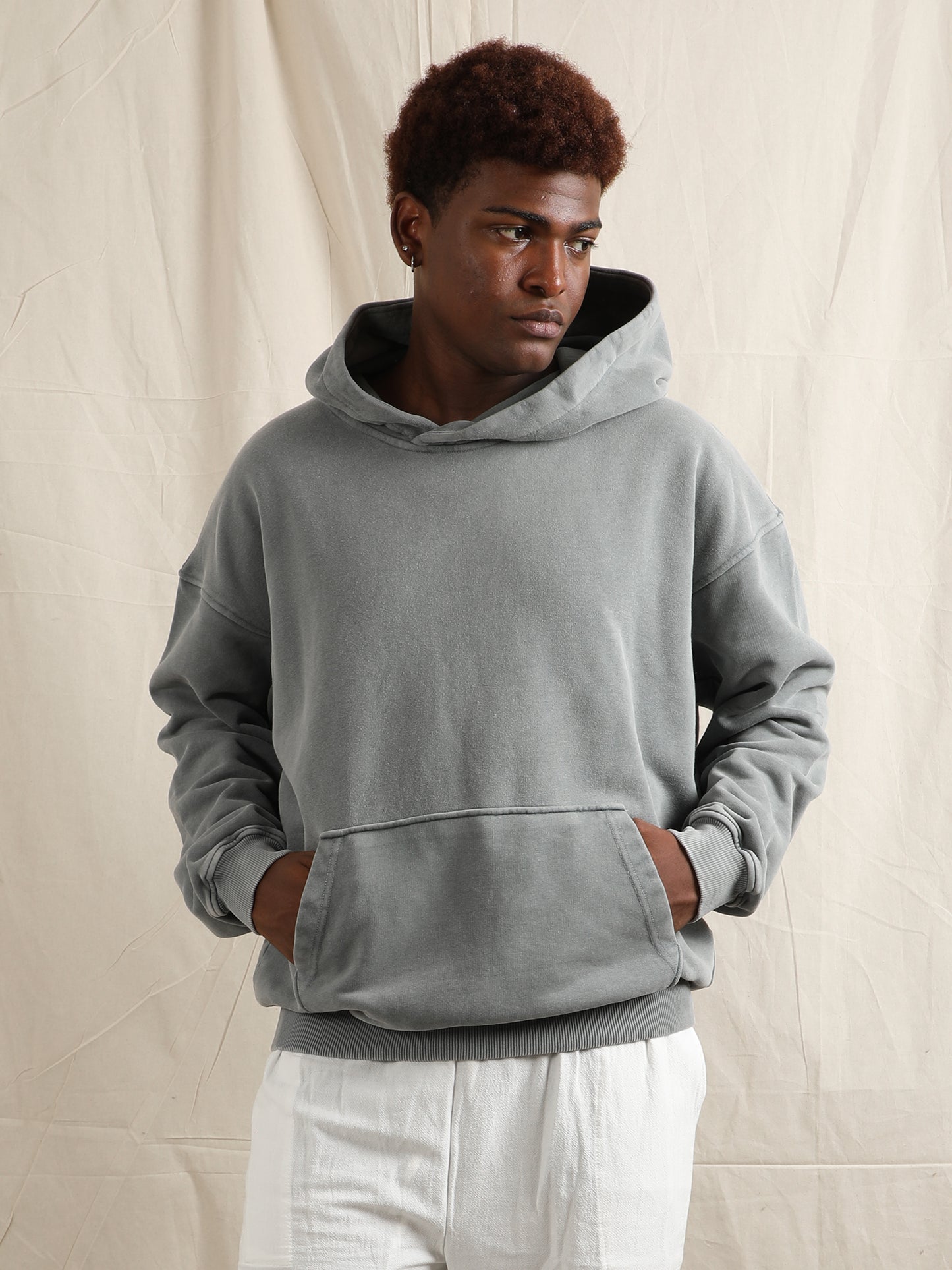 OVERDYED HEAVY WEIGHT HOODIE (GREY BLUE)