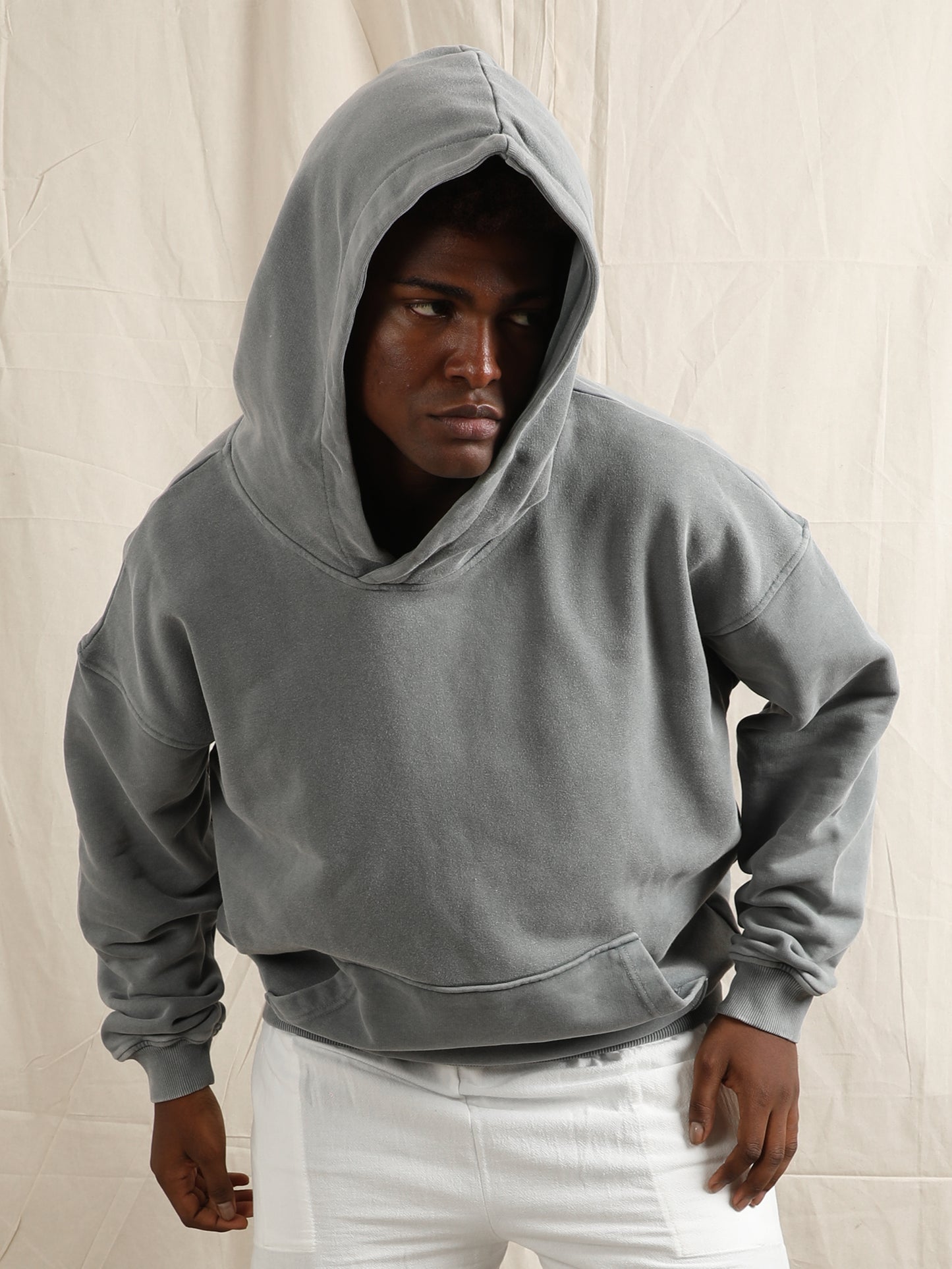 OVERDYED HEAVY WEIGHT HOODIE (GREY BLUE)