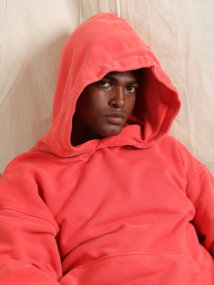 BRIGHT SCARLET OVERDYED - OVERSIZED HOODIE