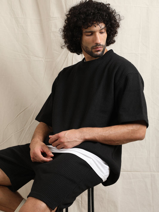 CO-ORD IN SWEATER KNIT FABRIC (BLACK)